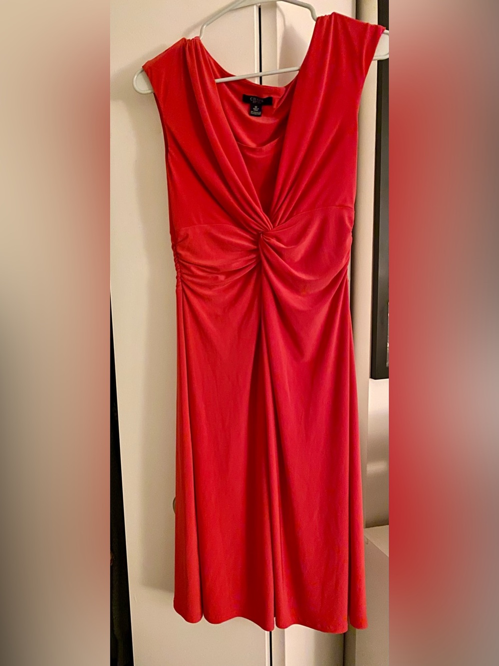 Chaps Coral-Red Knot-Detail Dress